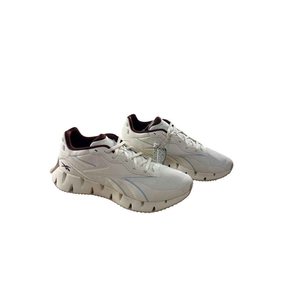 Reebok Zig Dynamica 4 Cream Mesh Sneakers Women Lace Up Comfy Sz 11 Maroon NWB